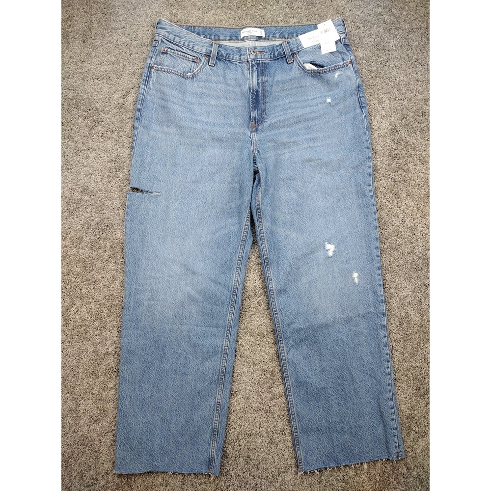 Abercrombie & Fitch Women's High Rise The Loose Jeans Size 16R Long Blue $100